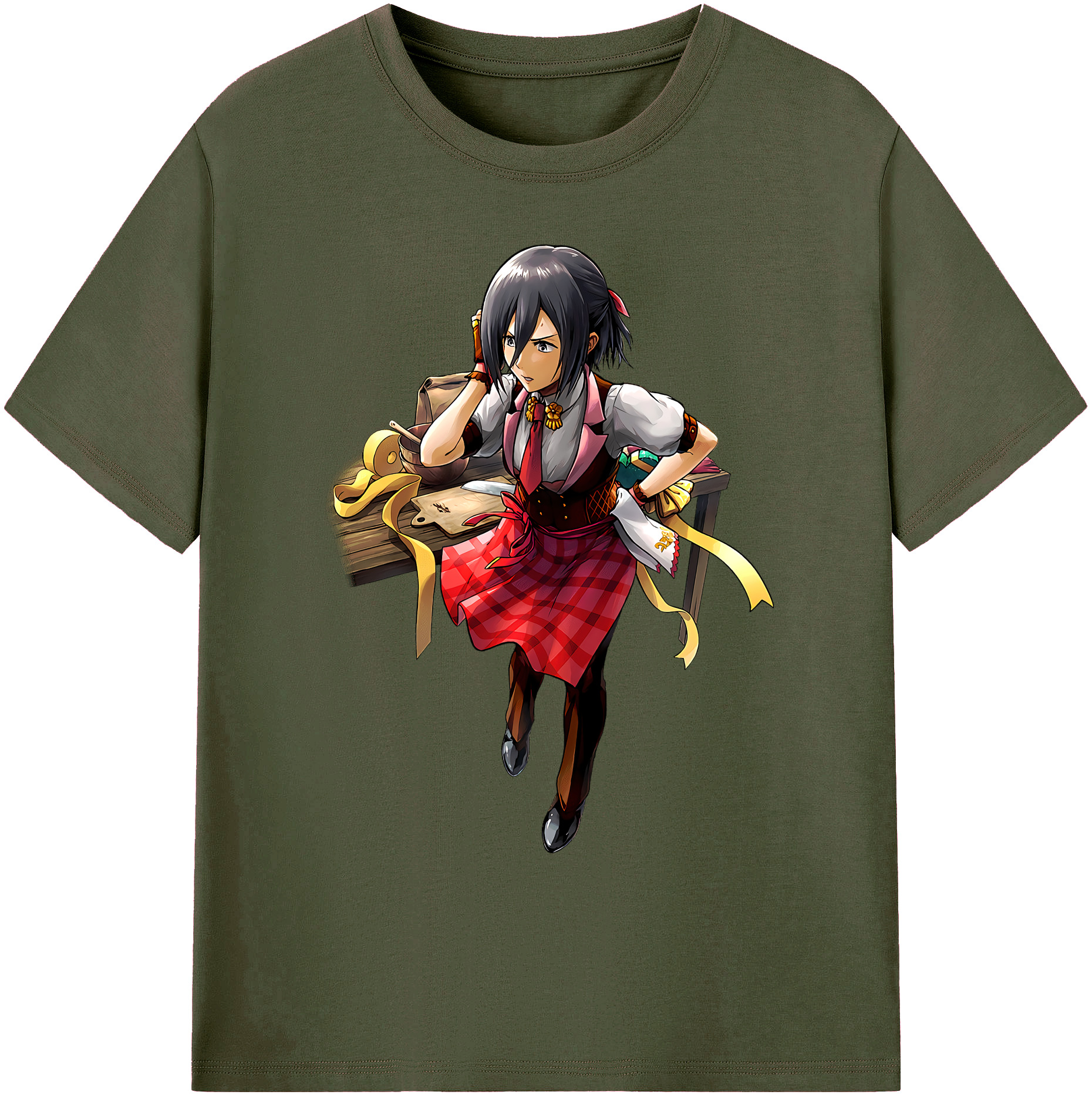 （画像用） 進撃の巨人 ミカサ·アッカーマン Attack on Titan Mikasa Ackerman 綿100％ メンズ半袖Tシャツ｜肌触りやわらか＆通気性